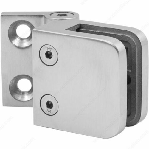 Richelieu SSGCH40116170 Large Square Glass Clamp for Flat Surface Mounting, with Hinge