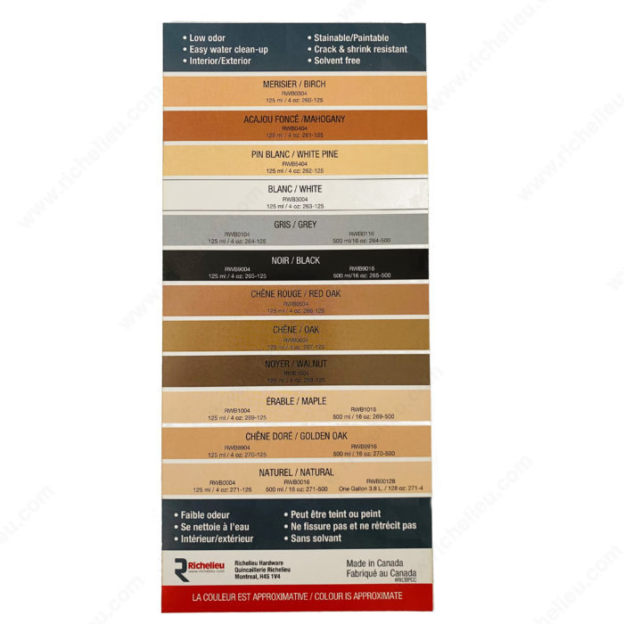 Richelieu RICBPCC Richelieu Wood Filler Color Chart | cabinetdistrict.com